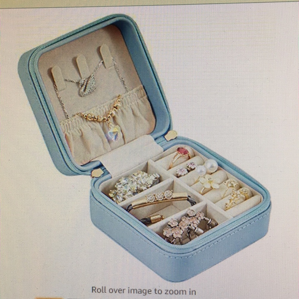 Blue leather jewelry box